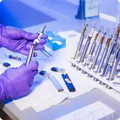 Detailed work in a laboratory